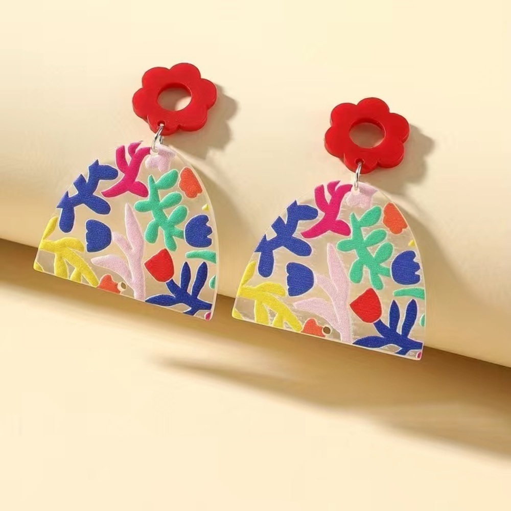 Acrylic Flower Dangle Earrings
